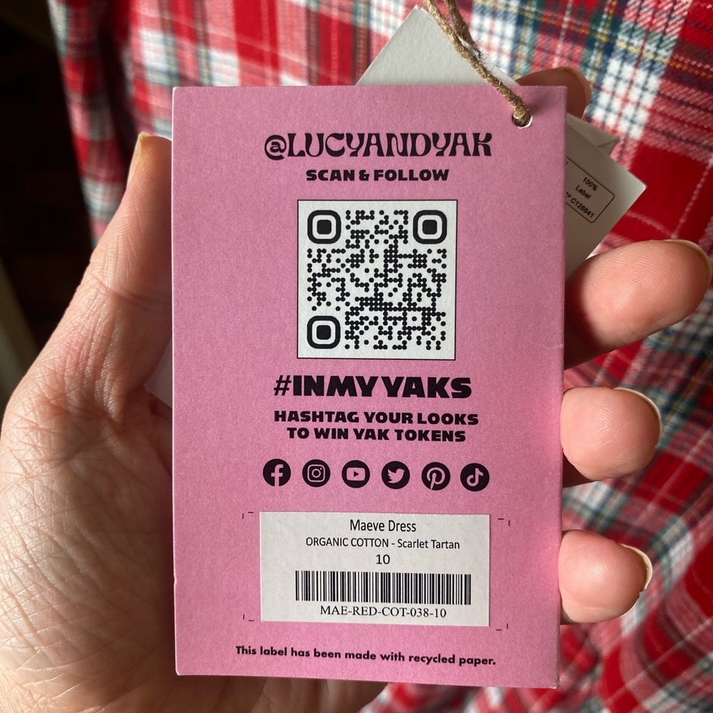 Lucy & Yak Maeve Dress - Scarlet Tartan - Picture 5 of 5